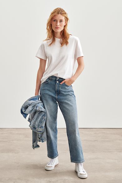 Esprit Loose Fit Blouse In Wikkeloptiek in het Blauw Dames Kleding voor voor Jeans voor Bootcut jeans 